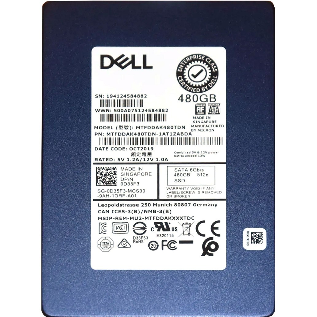 Dell (D53F3) - 480GB Enterprise Class (SFF 2.5in) SATA-III 6G SSD