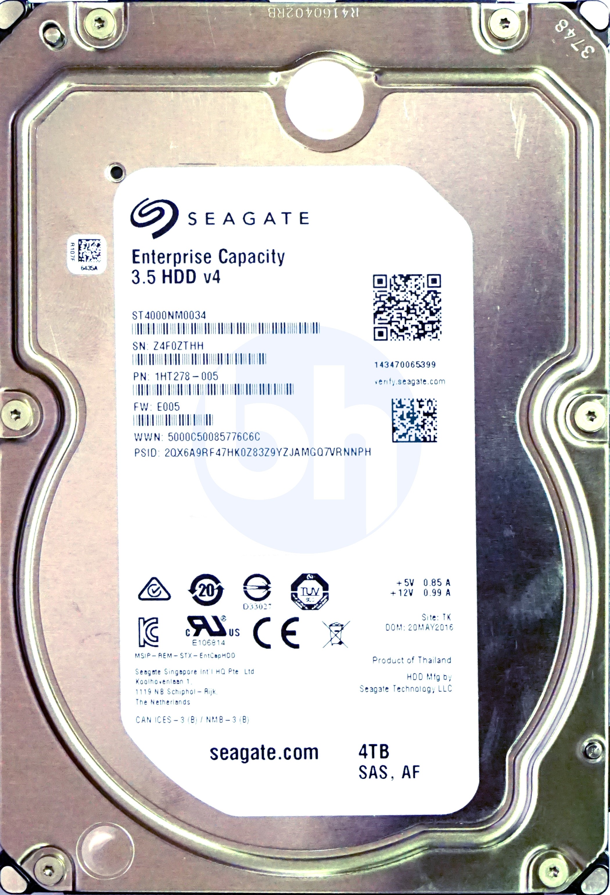 Seagate (ST4000NM0034) 4TB Enterprise Capacity - SAS-3 (3.5") 12Gbps 7.2K HDD