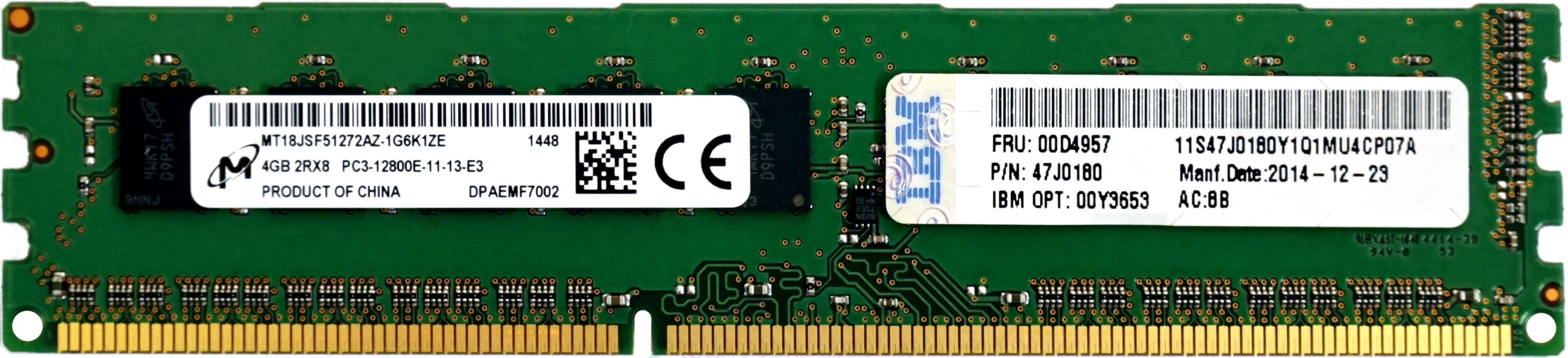 IBM (47J0180) - 4GB PC3-12800E (DDR3-1600Mhz, 2RX8)