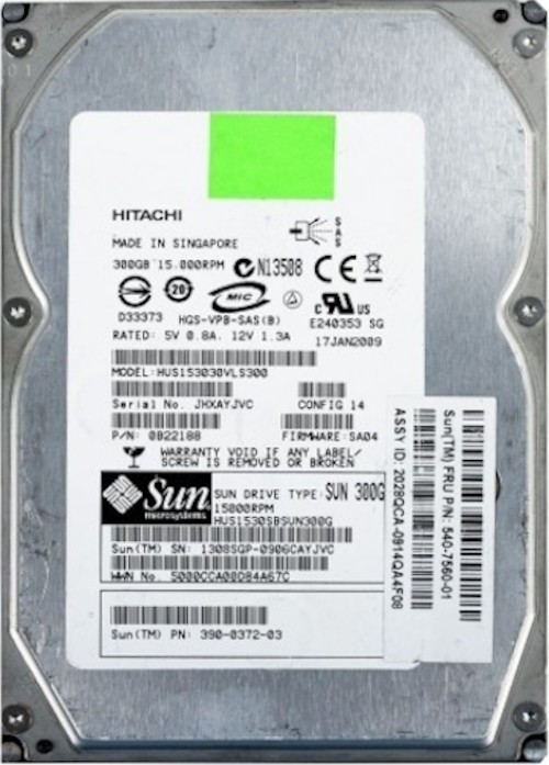 Sun (390-0372) 300GB SAS (LFF) 3Gb/s 15K HDD in Caddy