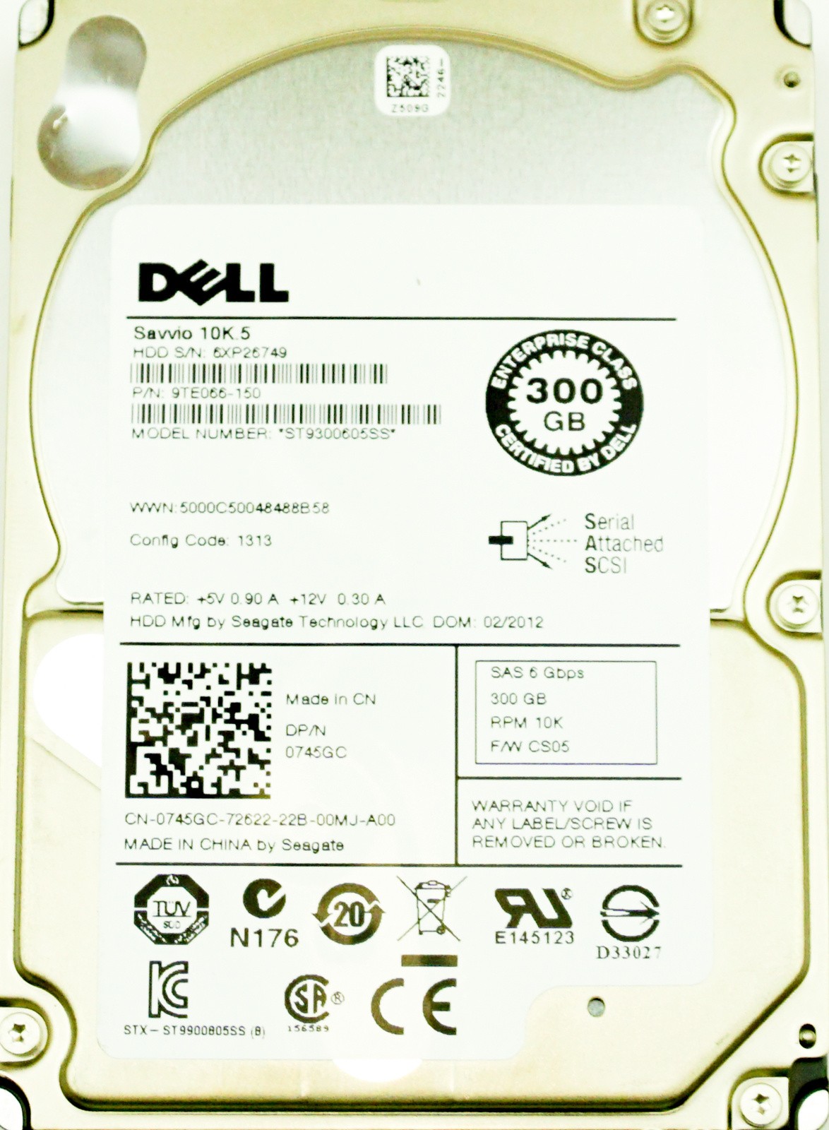 Dell (745GC) 300GB SAS-2 (SFF) 6Gb/s 10K HDD