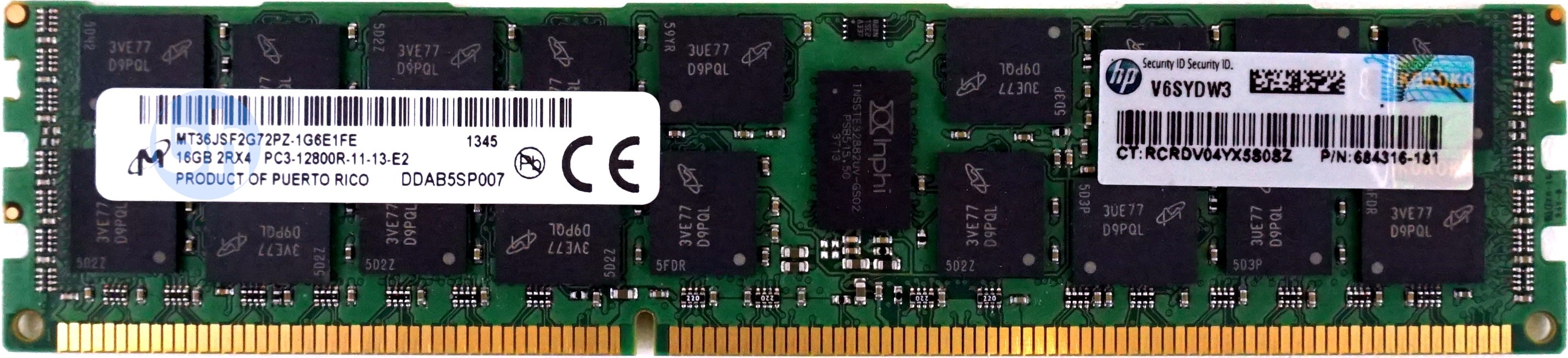 HP (684316-181) - 16GB PC3-12800R (DDR3-1600Mhz, 2RX4)