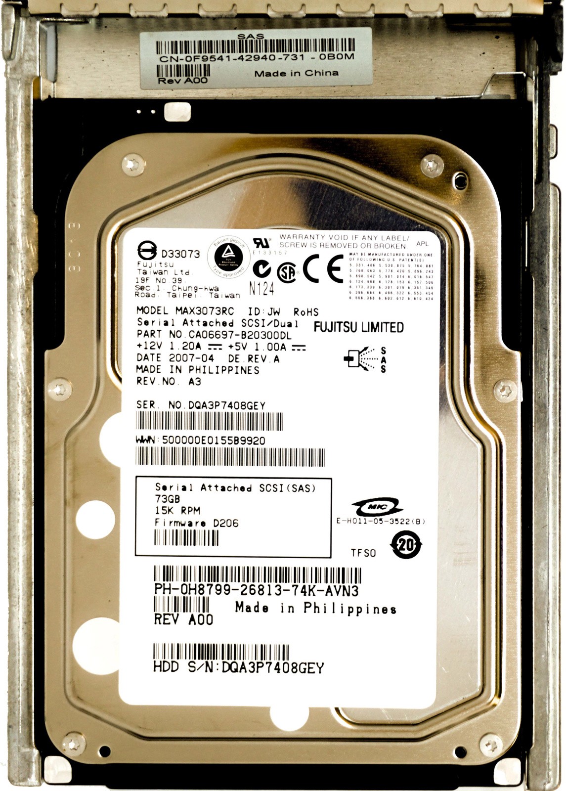 Dell (H8799) 73GB SAS-1 (LFF) 3Gb/s 15K in 9G Hot-Swap Caddy