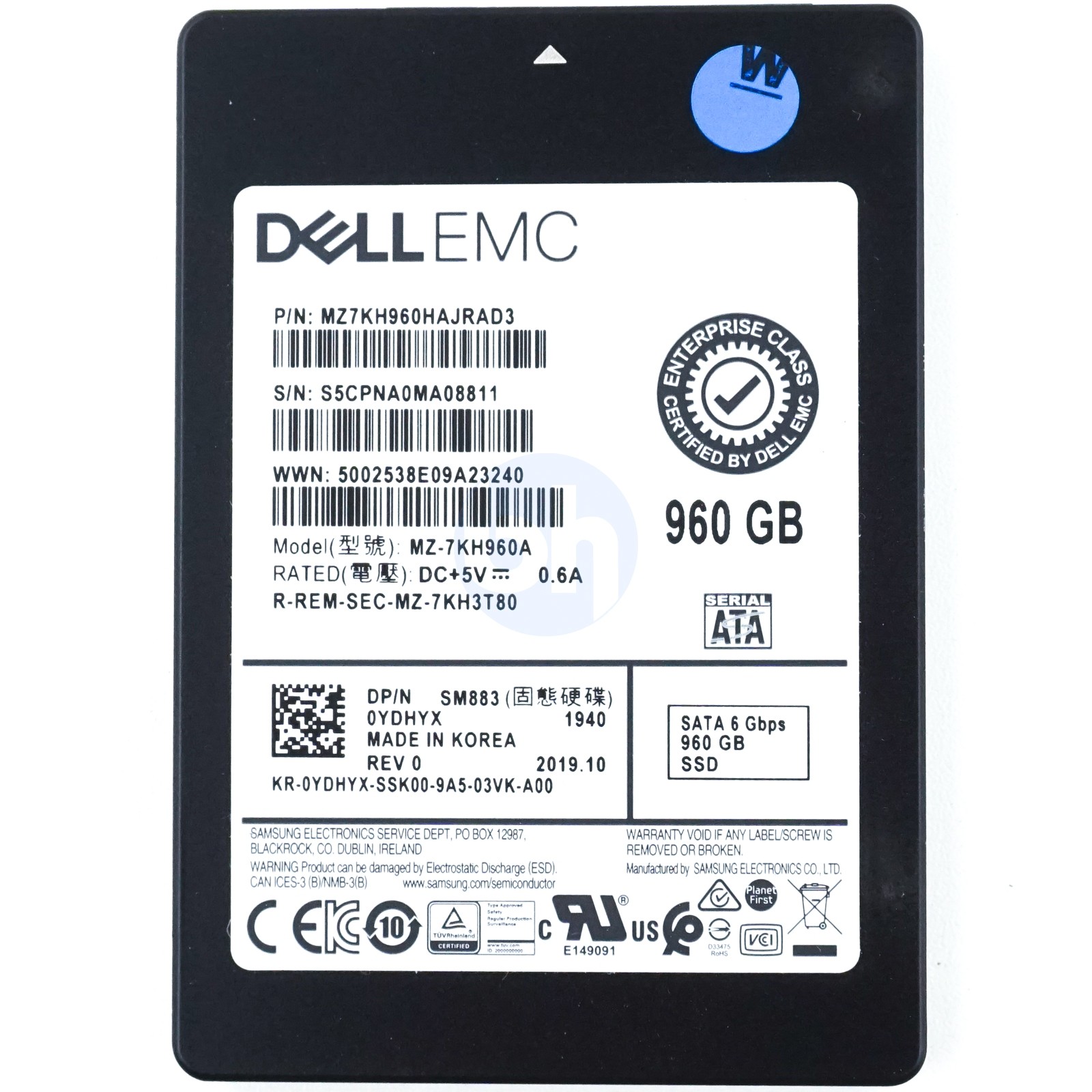 Dell (YDHYX) - 960GB Enterprise Class Mixed Use (SFF 2.5in) SATA-III 6Gbps SSD