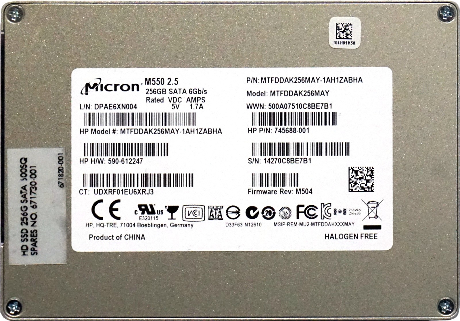 HP (745688-001) 256GB SATA III (SFF) 6Gb/s SSD