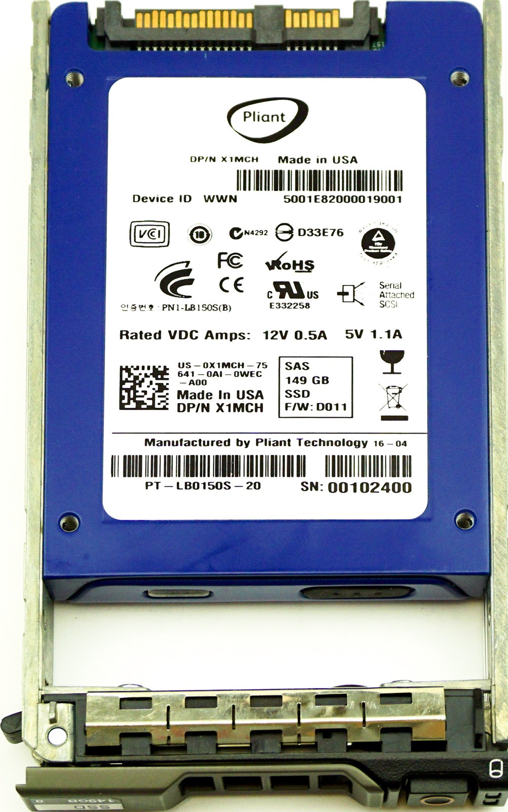 Dell (X1MCH) 150GB SAS-1 (SFF) 3Gb/s in 11G Hot-Swap Caddy