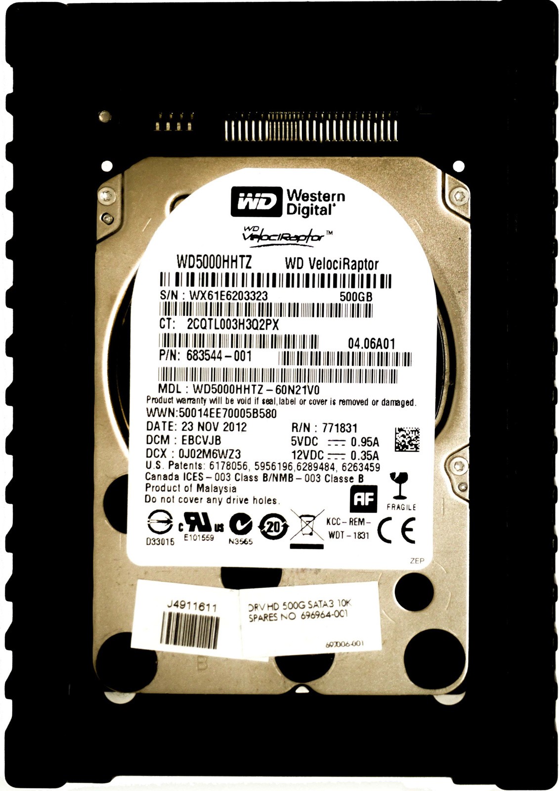 HP (683544-001) 500GB SATA III (LFF) 6Gb/s 10K HDD