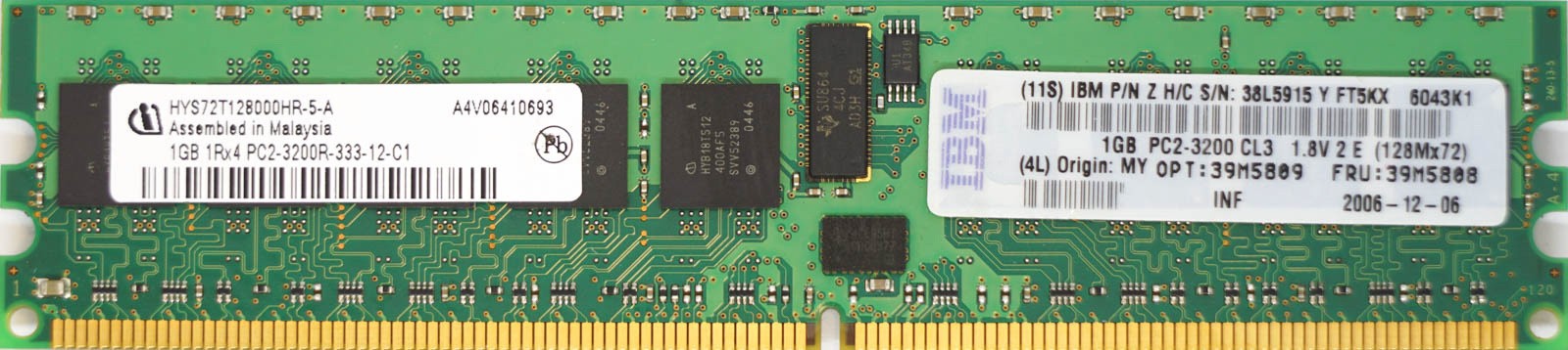 IBM (38L5915) - 1GB PC2-3200R (DDR2-400Mhz, 1RX4)