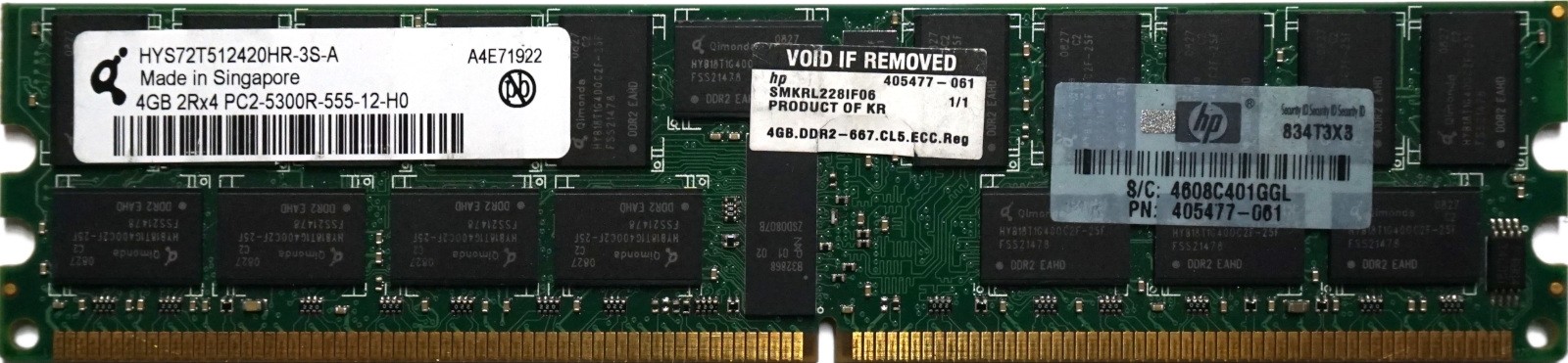 HP (405477-061) - 4GB PC2-5300R (DDR2-667Mhz, 2Rx4)