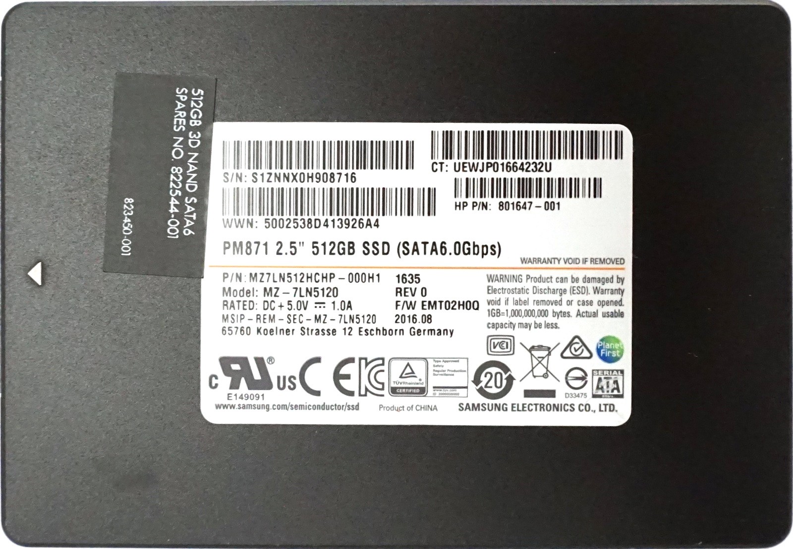 HP (903104-001) SATA-III 512GB 2.5" 6Gbps 3D NAND SSD
