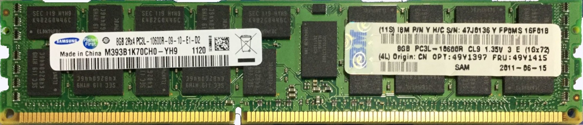 IBM (47J0136) - 8GB PC3L-10600R (DDR3-1333Mhz, 2RX4)