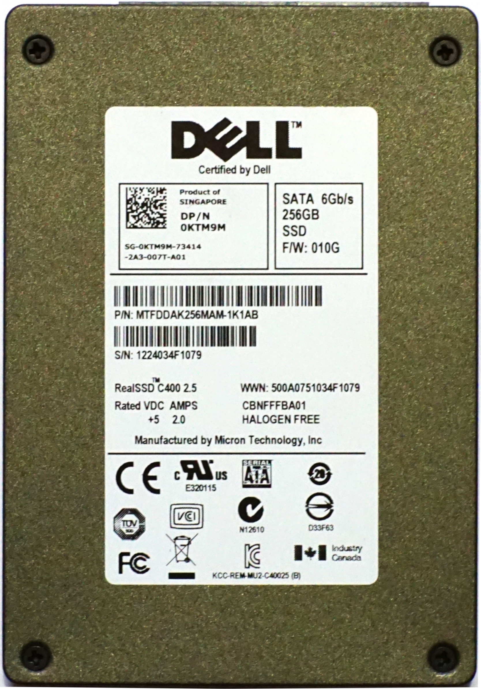 Dell (KTM9M) 256GB SATA III (SFF) 6Gb/s SSD