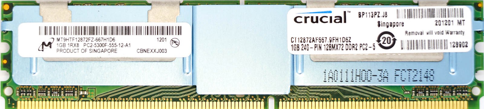 Micron - 1GB PC2-5300F (DDR2-667Mhz, 1RX8)
