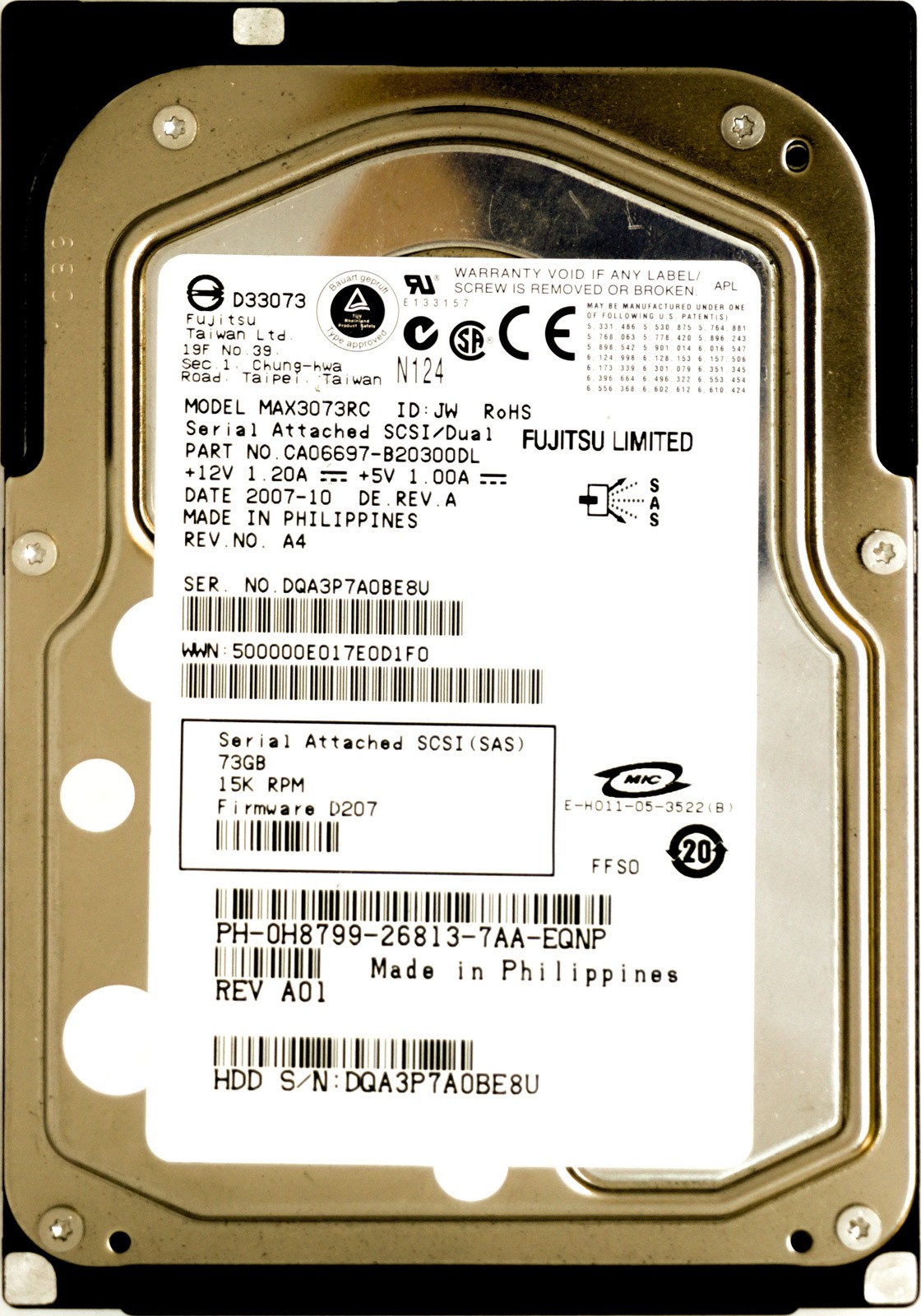 Dell (H8799) 73GB SAS-1 (LFF) 3Gb/s 15K HDD