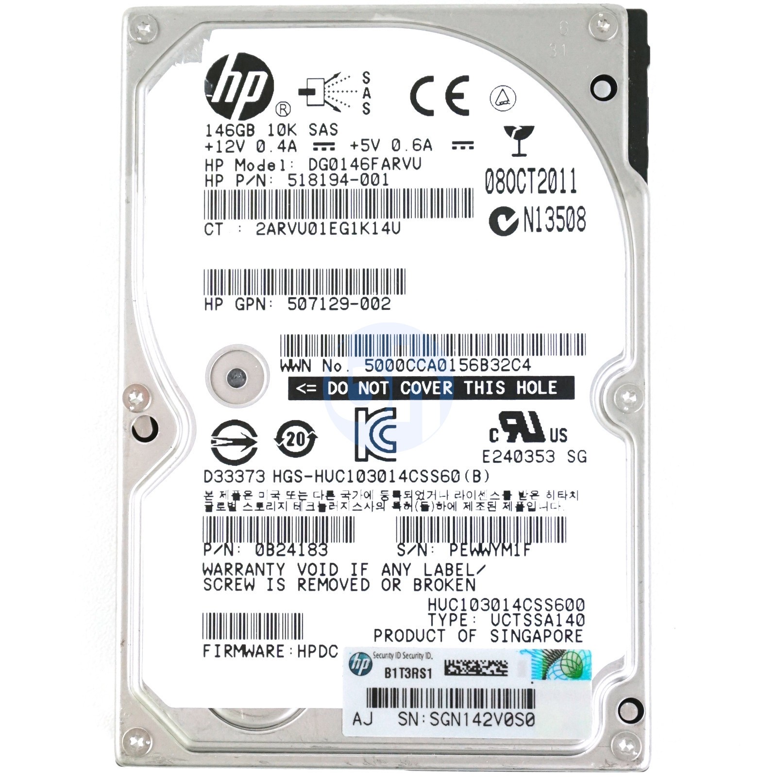 HP (518194-001) 146GB Dual Port SAS-2 (SFF 2.5") 6Gbps 10K HDD