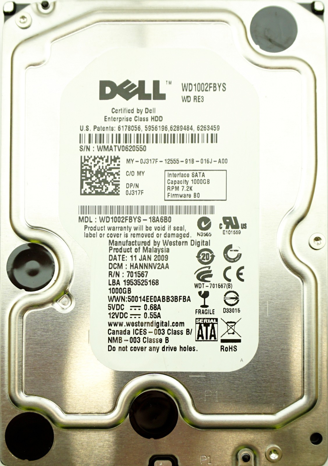 Dell (J317F) 1TB SATA II (LFF) 3Gb/s 7.2K HDD