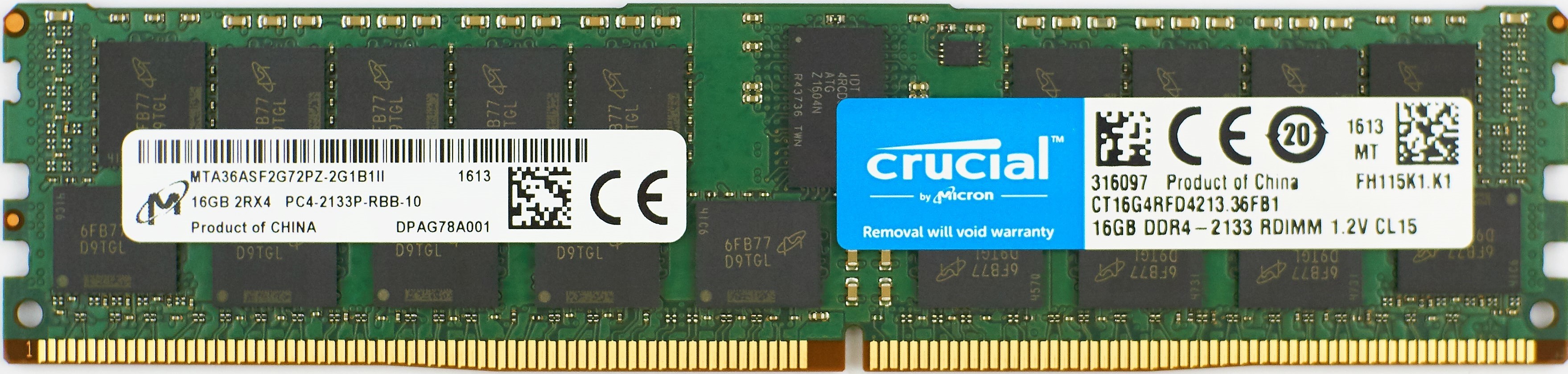 Micron - 16GB PC4-17000P-R (DDR4-2133Mhz, 2RX4)