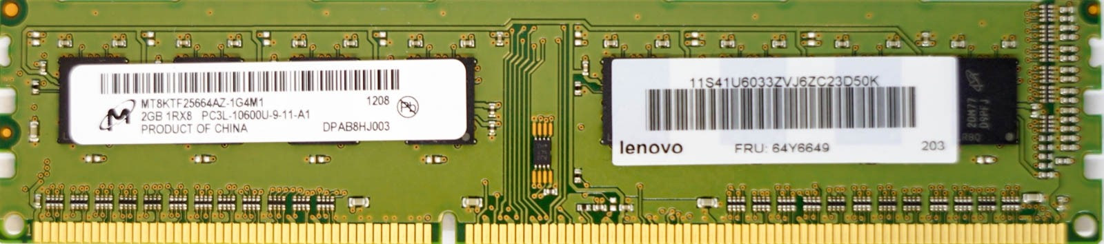 2GB PC3L-10600U (DDR3 Low-Power-1333Mhz, 2RX8)