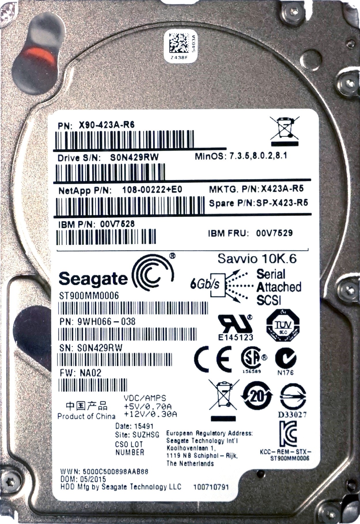 Seagate (ST900MM0006) 900GB SAS-2 (2.5") 6Gb/s 10K HDD