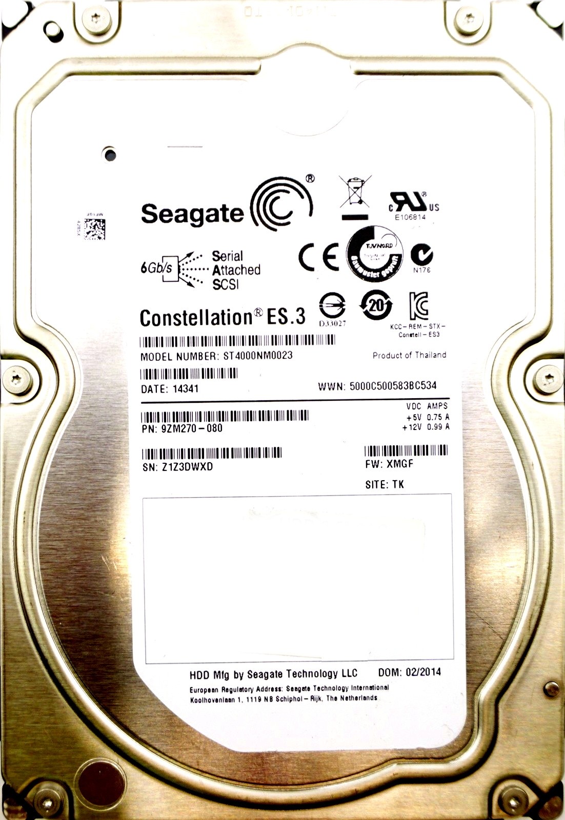 Seagate (ST4000NM0023) 4TB SAS-2 (LFF) 6Gb/s 7.2K HDD